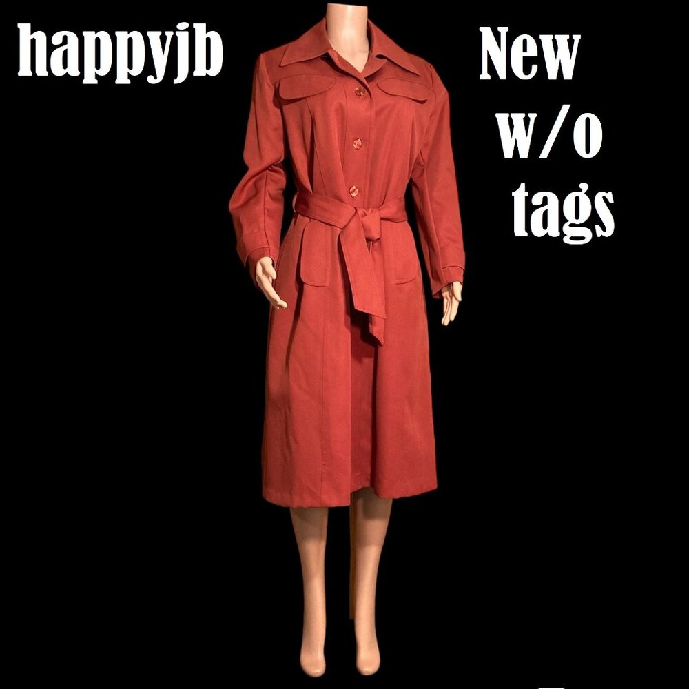 NWOT Vintage 70s Unbranded Trench Coat Removable Lining - Picture 2 of 13
